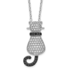 Brilliant Embers Silver Pavé CZ Cat Necklce